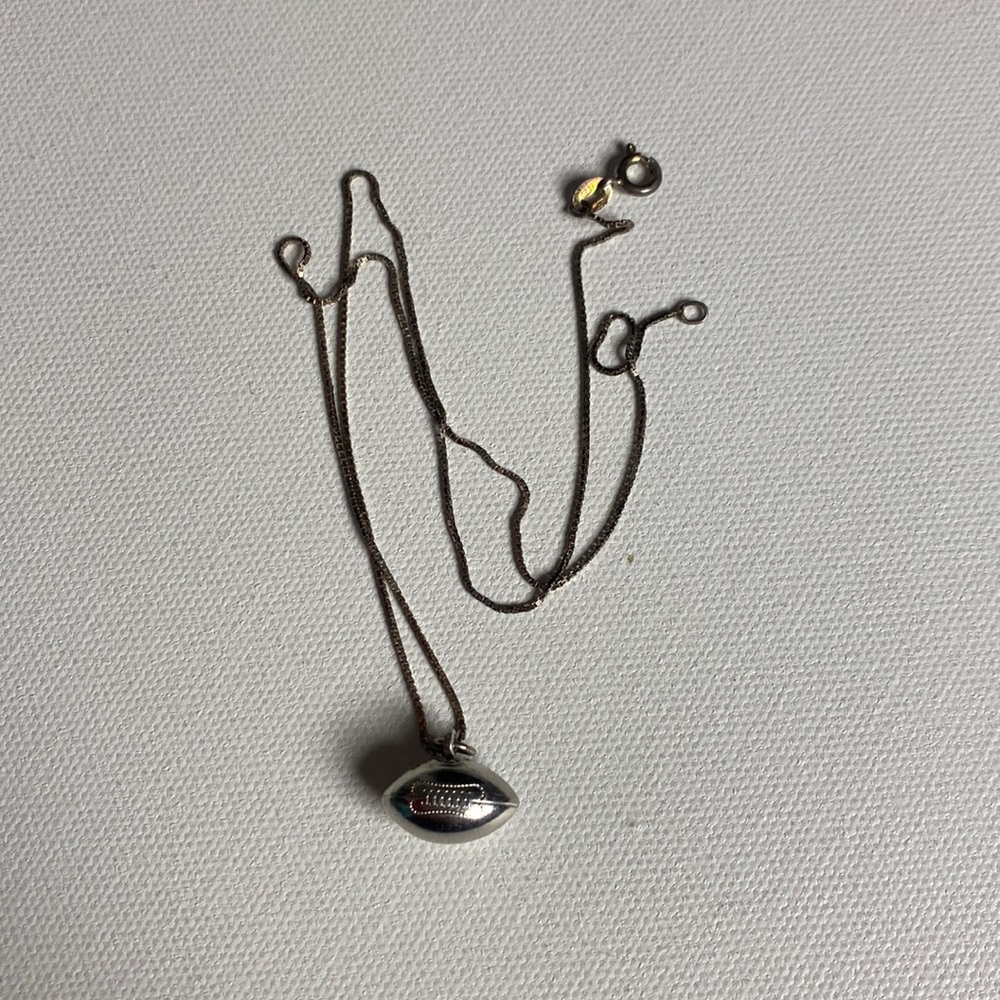 Sterling Silver Necklace with Football Charm